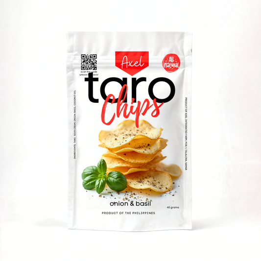 Axel Taro Chips Onion & Basil — crispy taro chips cooked in coconut oil from Samar