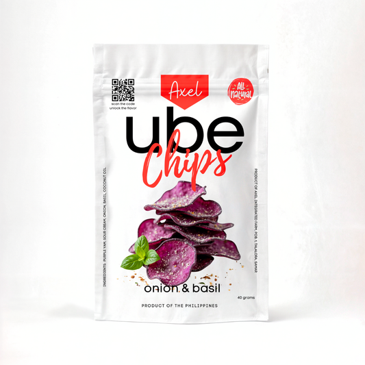Axel Ube Chips Onion & Basil — crunchy purple yam chips cooked in coconut oil