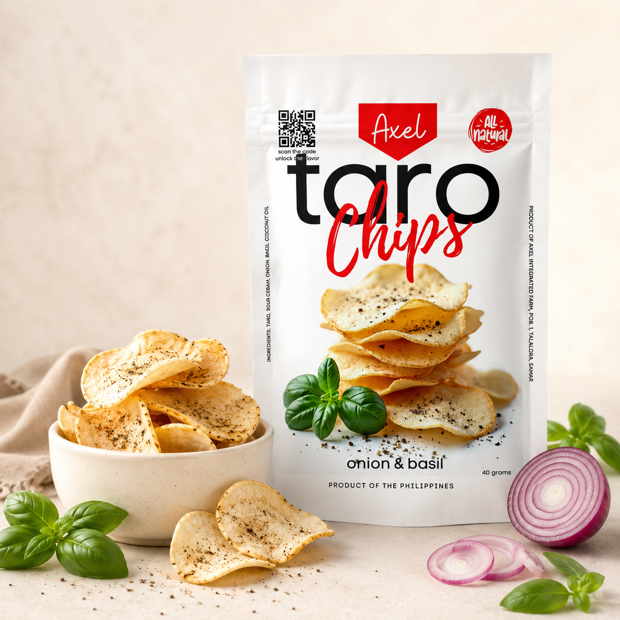 Axel Taro Chips – Onion & Basil